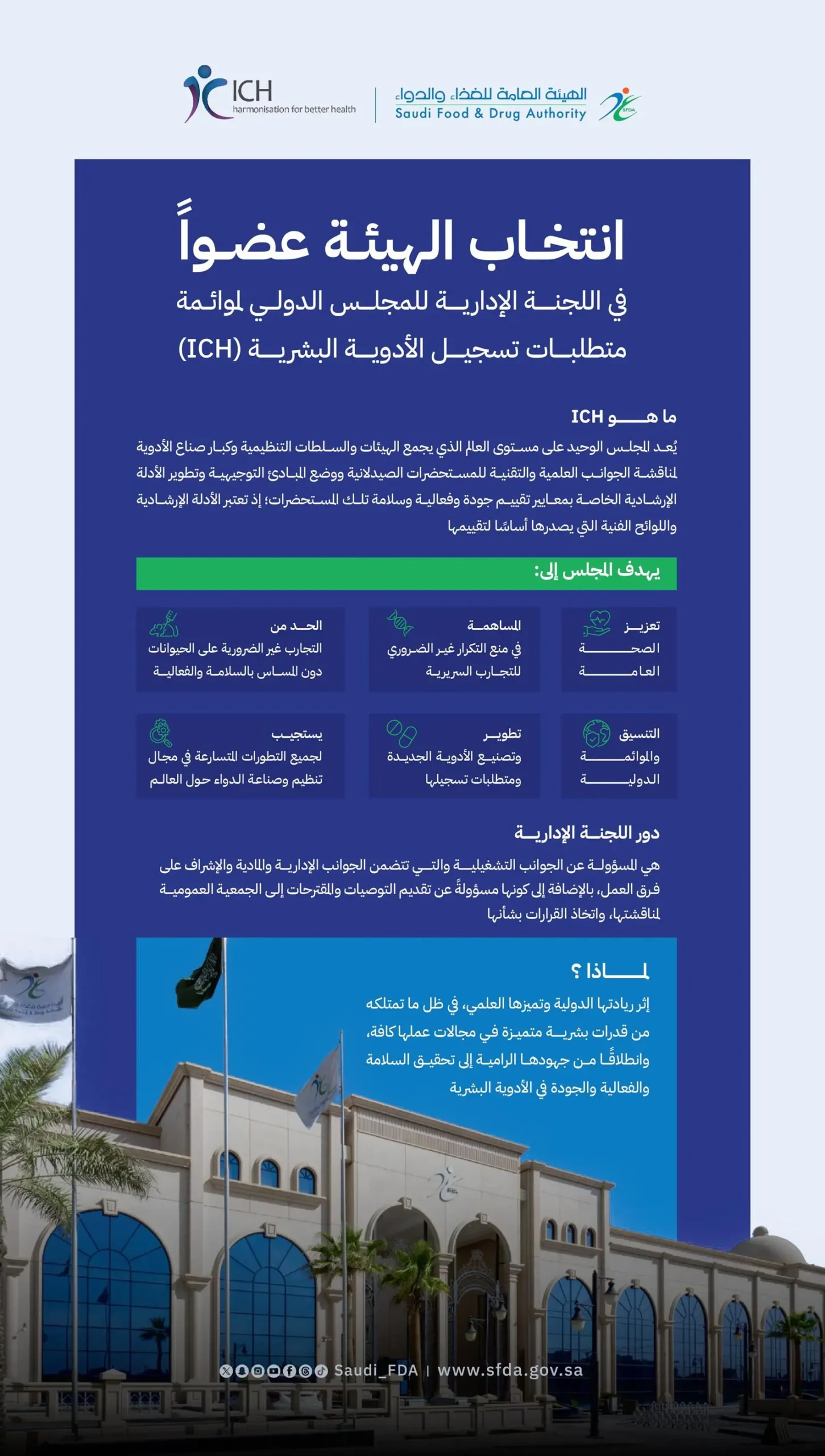 محليات السعودية: الهيئة العامة للغذاء والدواء عضو في اللجنة الإدارية للمجلس الدولي لمواءمة متطلبات تسجيل الأدوية البشرية