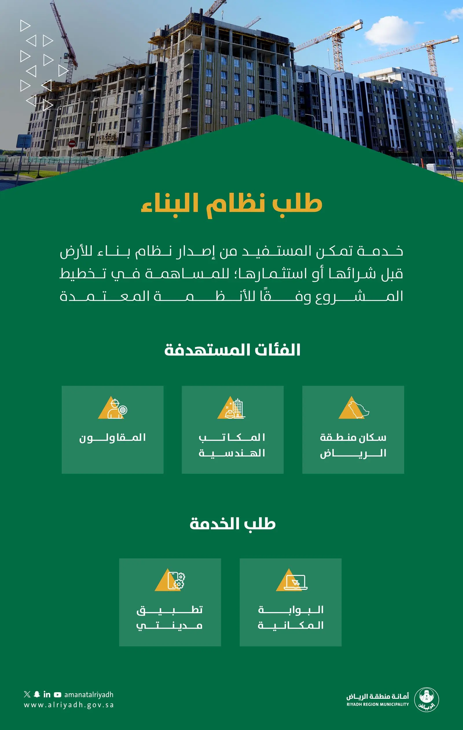 محليات السعودية: “أمانة الرياض” تتيح خدمة إصدار نظام البناء عبر تطبيق “مدينتي” والخدمات الإلكترونية بخطوات ميسرة