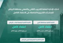 محليات السعودية: منشآت التدريب التقني بالرياض تحقق الاعتماد الكامل من هيئة تقويم التعليم والتدريب